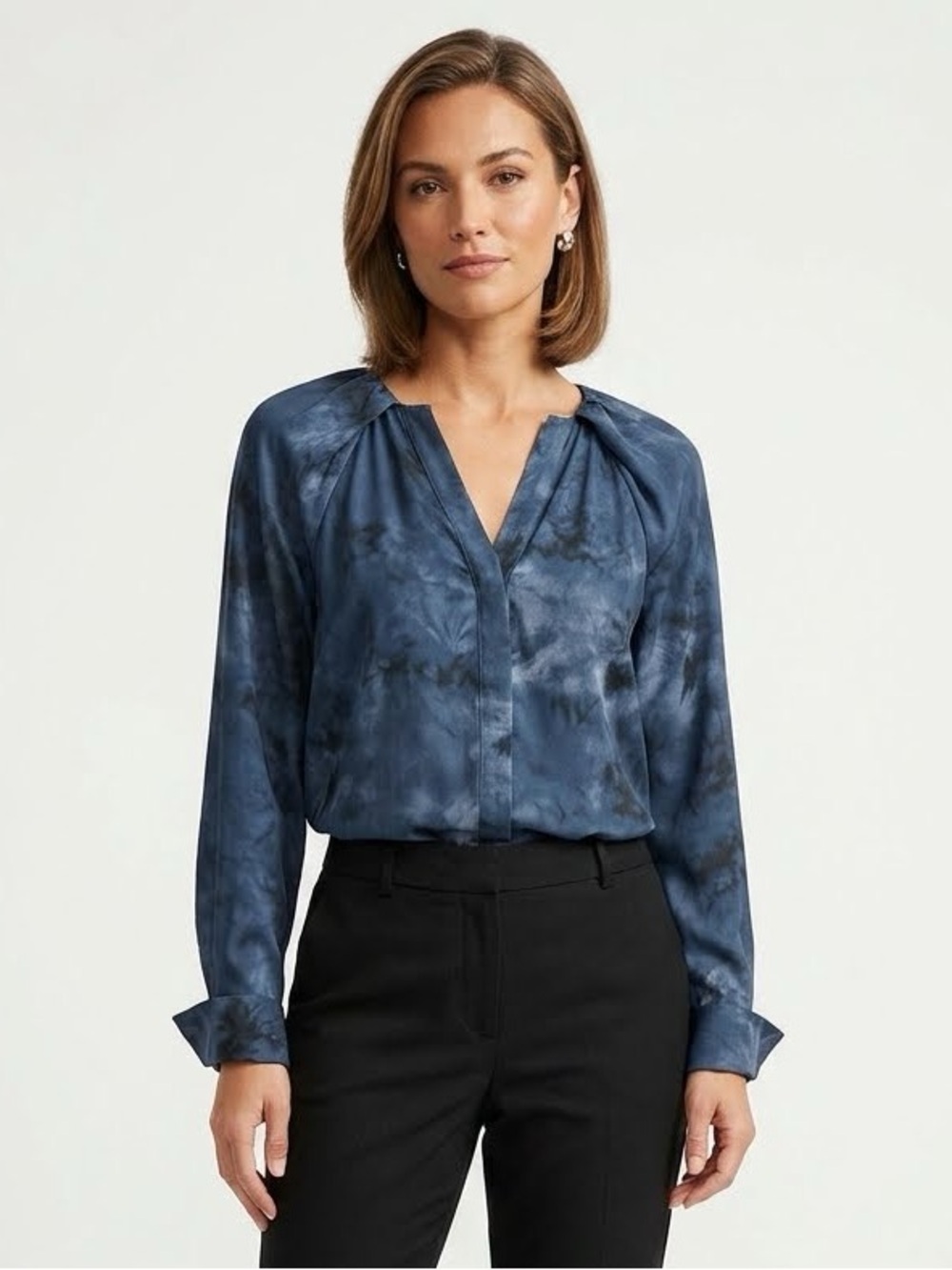 Worthington Tie-Dye Long Sleeve Button-Down Blouse Size S NWT